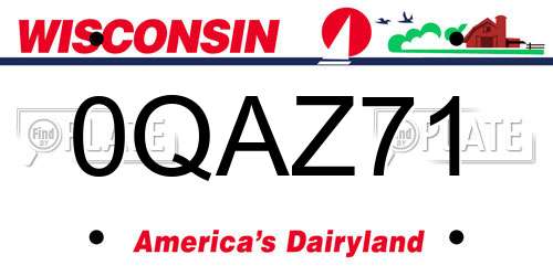 0QAZ71 Wisconsin License Plate