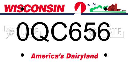0QC656 Wisconsin License Plate
