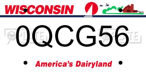 0QCG56 Wisconsin License Plate