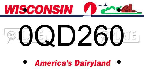 0QD260 Wisconsin License Plate