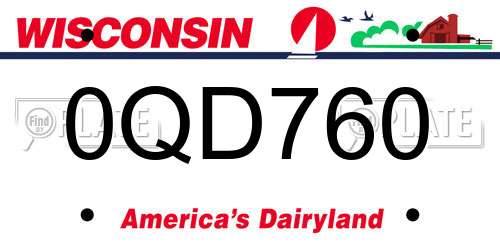 0QD760 Wisconsin License Plate