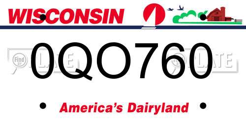 0QO760 Wisconsin License Plate