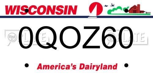 0QOZ60 Wisconsin License Plate