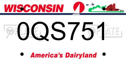 0QS751 Wisconsin License Plate