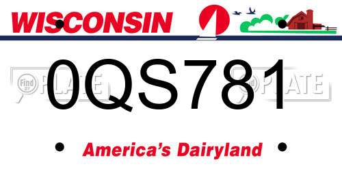 0QS781 Wisconsin License Plate