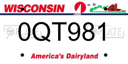 0QT981 Wisconsin License Plate