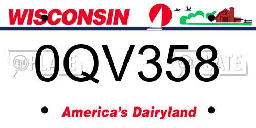 0QV358 Wisconsin License Plate