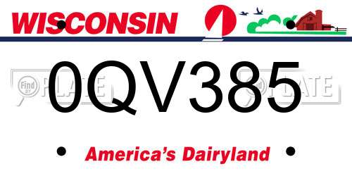0QV385 Wisconsin License Plate