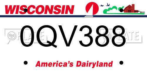 0QV388 Wisconsin License Plate