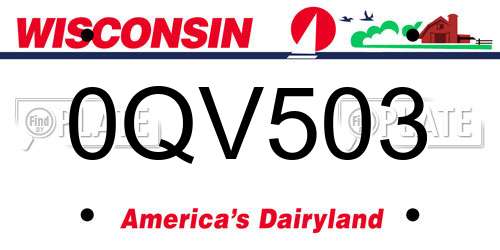0QV503 Wisconsin License Plate