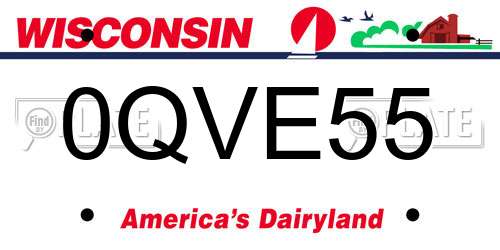 0QVE55 Wisconsin License Plate