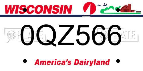 0QZ566 Wisconsin License Plate