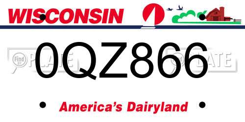 0QZ866 Wisconsin License Plate