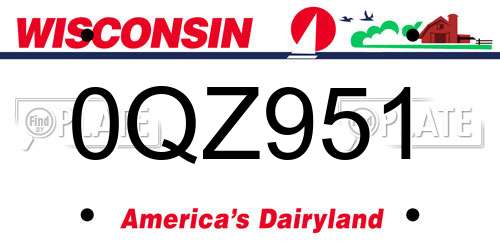 0QZ951 Wisconsin License Plate