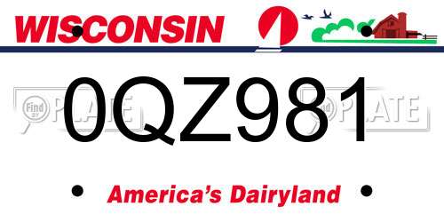 0QZ981 Wisconsin License Plate