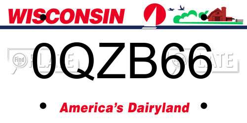 0QZB66 Wisconsin License Plate