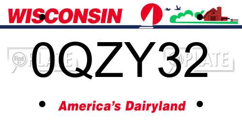 0QZY32 Wisconsin License Plate