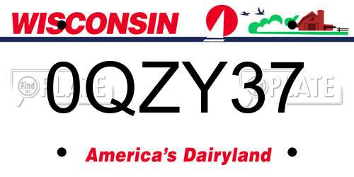 0QZY37 Wisconsin License Plate