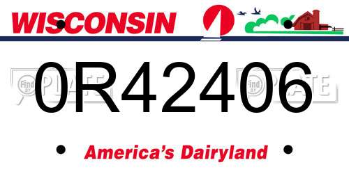 0R42406 Wisconsin License Plate