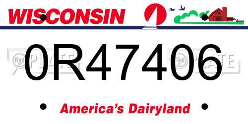 0R47406 Wisconsin License Plate