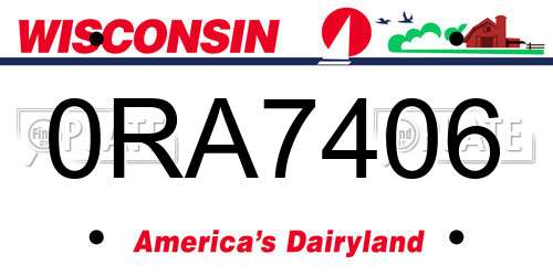 0RA7406 Wisconsin License Plate