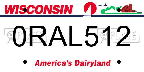 0RAL512 Wisconsin License Plate
