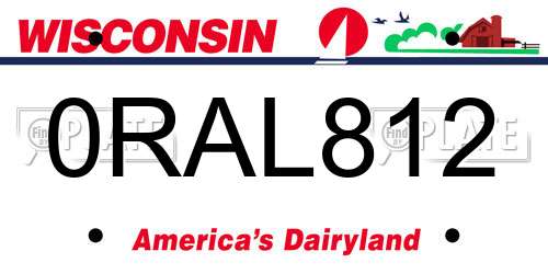 0RAL812 Wisconsin License Plate