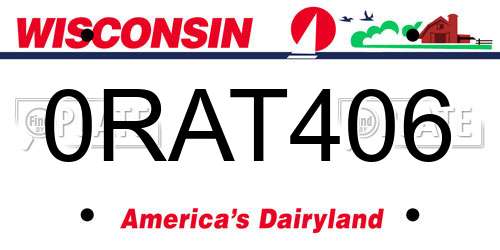 0RAT406 Wisconsin License Plate