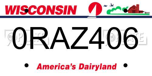 0RAZ406 Wisconsin License Plate