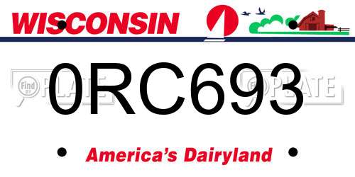 0RC693 Wisconsin License Plate