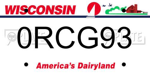 0RCG93 Wisconsin License Plate