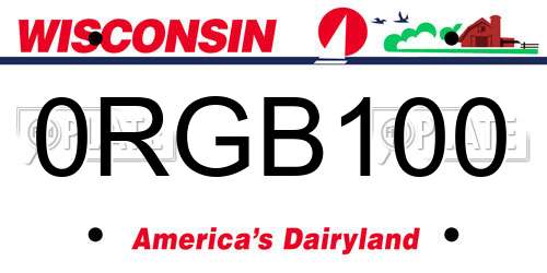 0RGB100 Wisconsin License Plate