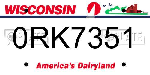 0RK7351 Wisconsin License Plate
