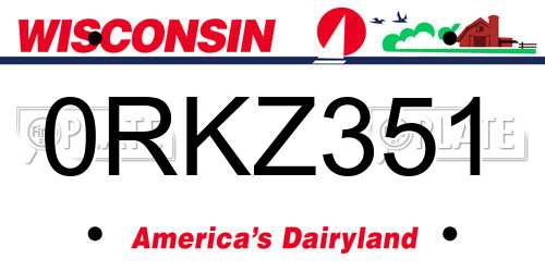 0RKZ351 Wisconsin License Plate