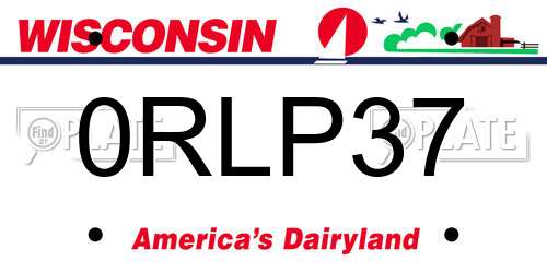 0RLP37 Wisconsin License Plate