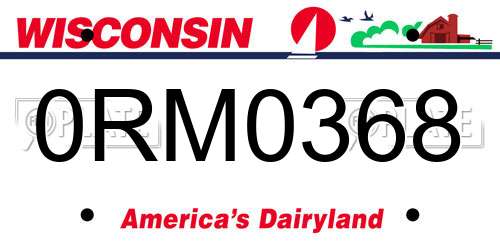 0RM0368 Wisconsin License Plate