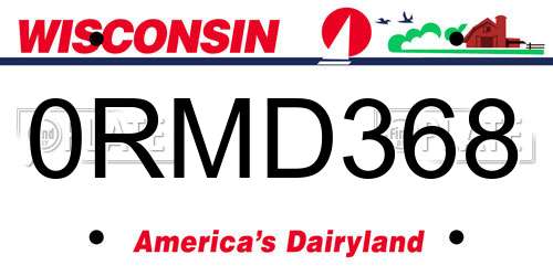 0RMD368 Wisconsin License Plate