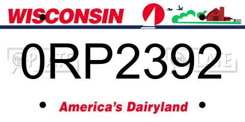 0RP2392 Wisconsin License Plate