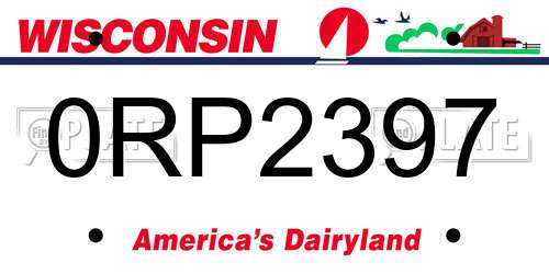 0RP2397 Wisconsin License Plate