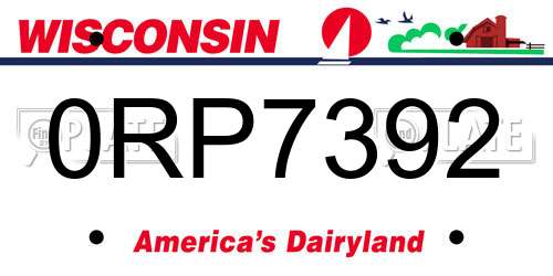 0RP7392 Wisconsin License Plate