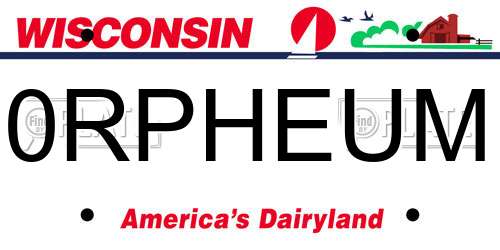 0RPHEUM Wisconsin License Plate