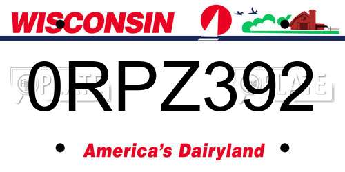 0RPZ392 Wisconsin License Plate