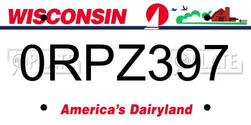 0RPZ397 Wisconsin License Plate