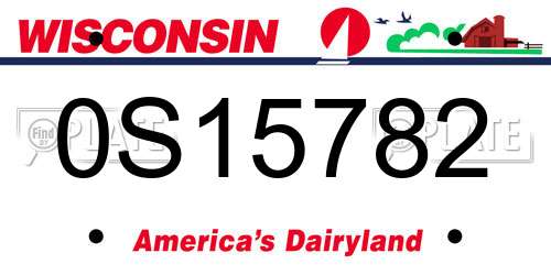 0S15782 Wisconsin License Plate