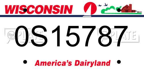 0S15787 Wisconsin License Plate