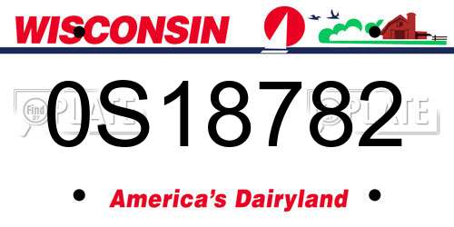 0S18782 Wisconsin License Plate