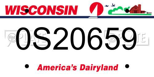 0S20659 Wisconsin License Plate