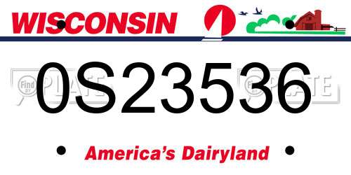 0S23536 Wisconsin License Plate