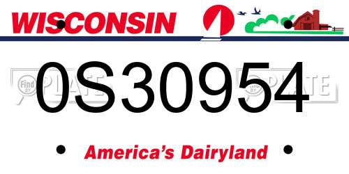 0S30954 Wisconsin License Plate
