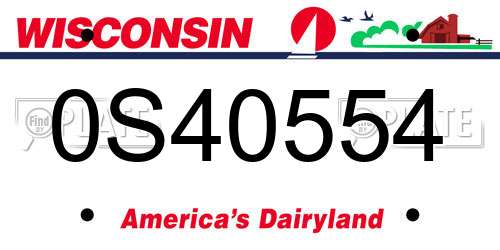 0S40554 Wisconsin License Plate